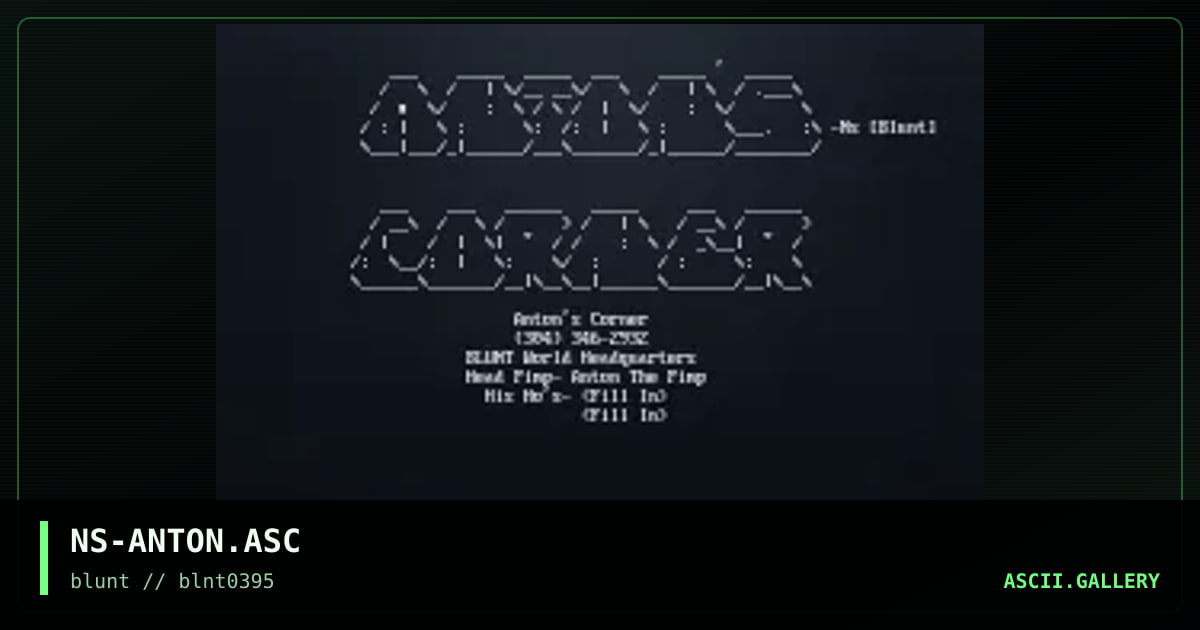 Anton's Corner, by nightstalker, 1995