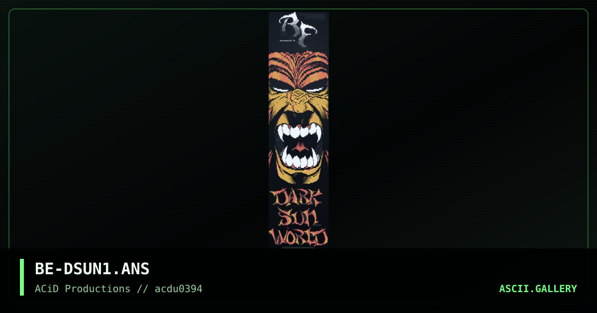 The Dark Sun World, by beastie, 1994