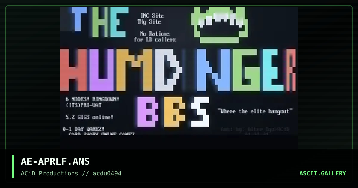 The Humdinger, by alter ego, 1994