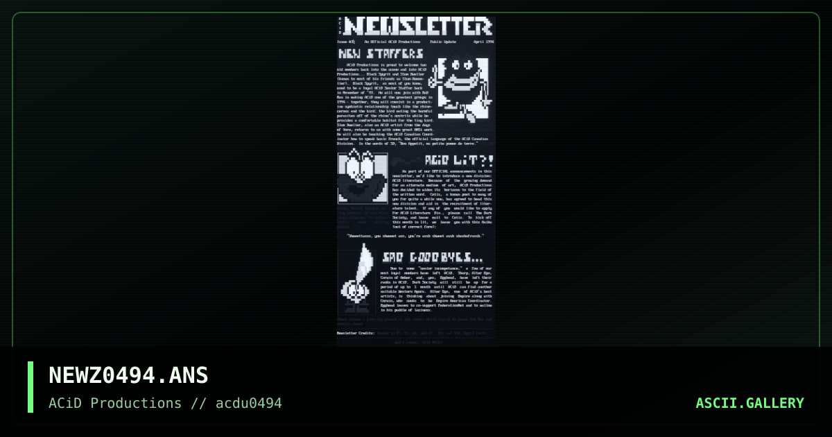 ACiD Newsletter Issue #3½ (04/94), by acid, vision, 1994