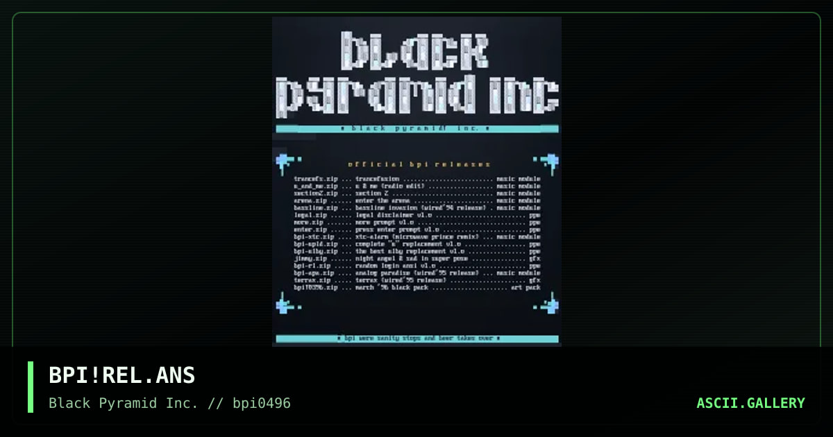 black pyramid! inc. releases., by untagged, 1996