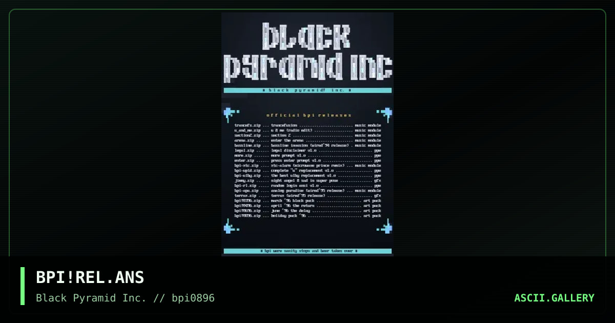 black pyramid! inc. releases., by untagged, 1996
