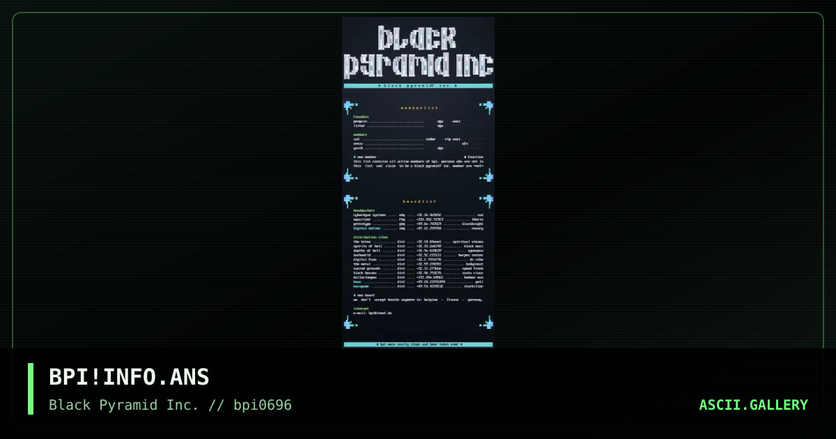 black pyramid! inc. info file, by untagged, 1996