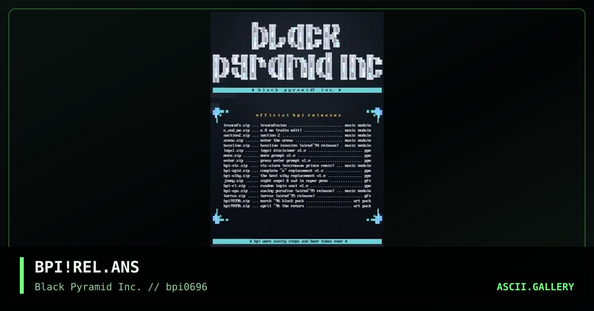 black pyramid! inc. releases., by untagged, 1996