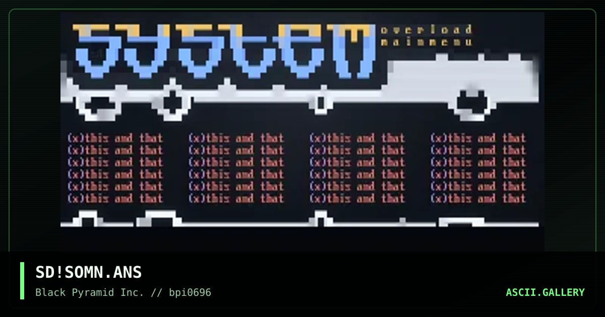 system overload main menu, by sad, 1996