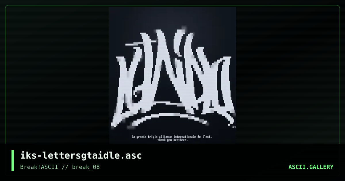 iks-lettersgtaidle.asc, by irokos, 2015