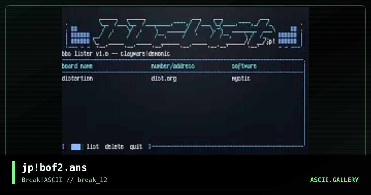 bof bbs list, by jack phlash, 2021