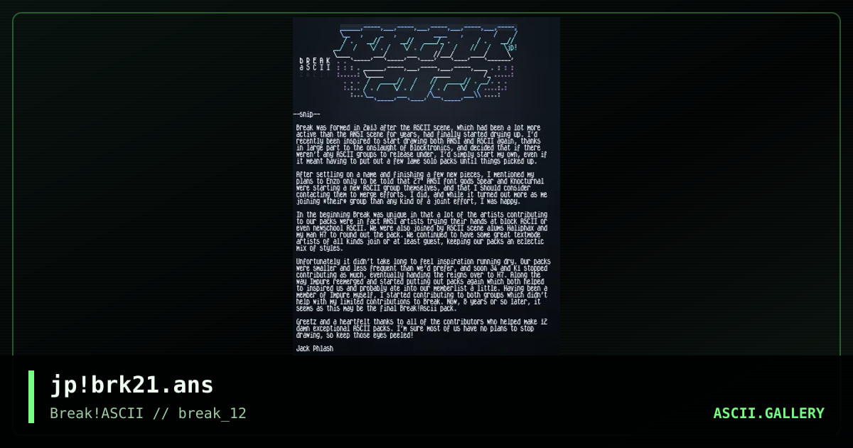 break 2021, by jack phlash, 2021