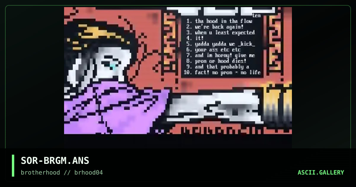 borgasm top ten matrix, by spirit of rage, 1999
