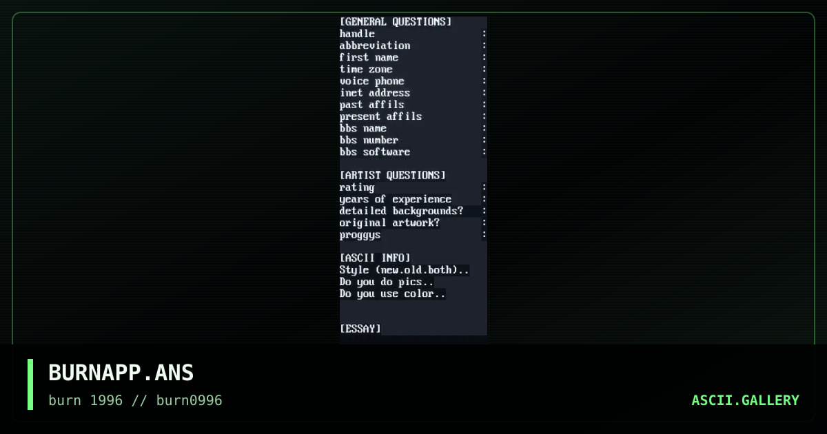 BURNAPP.ANS, by burn 1996, 1996