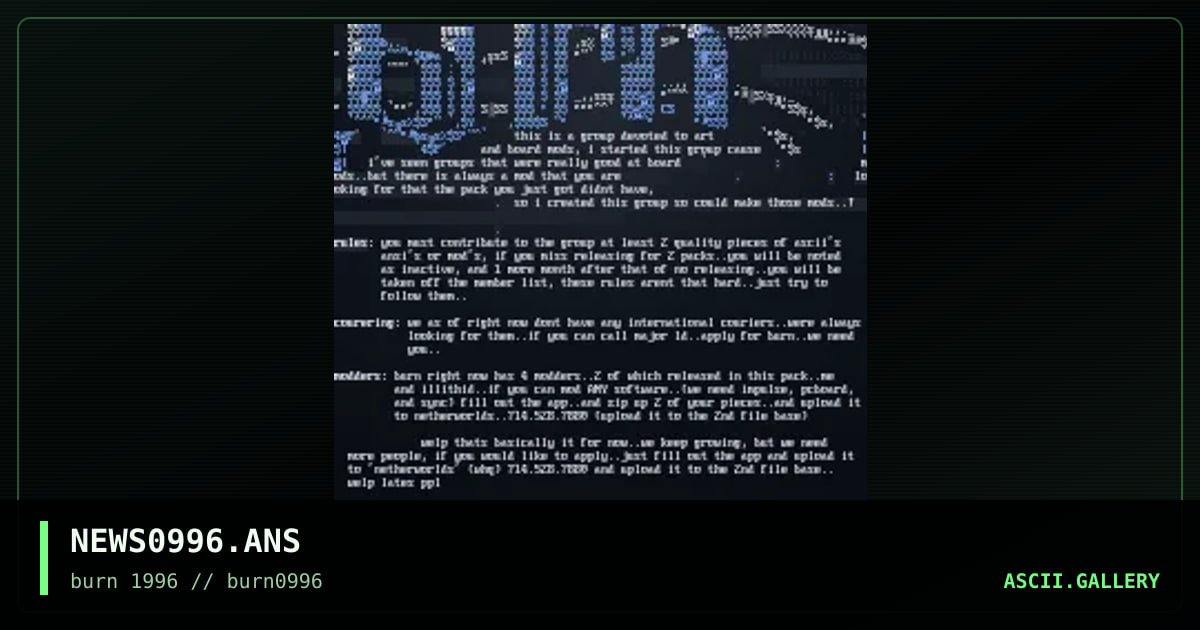 burn news, by burn 1996, 1996