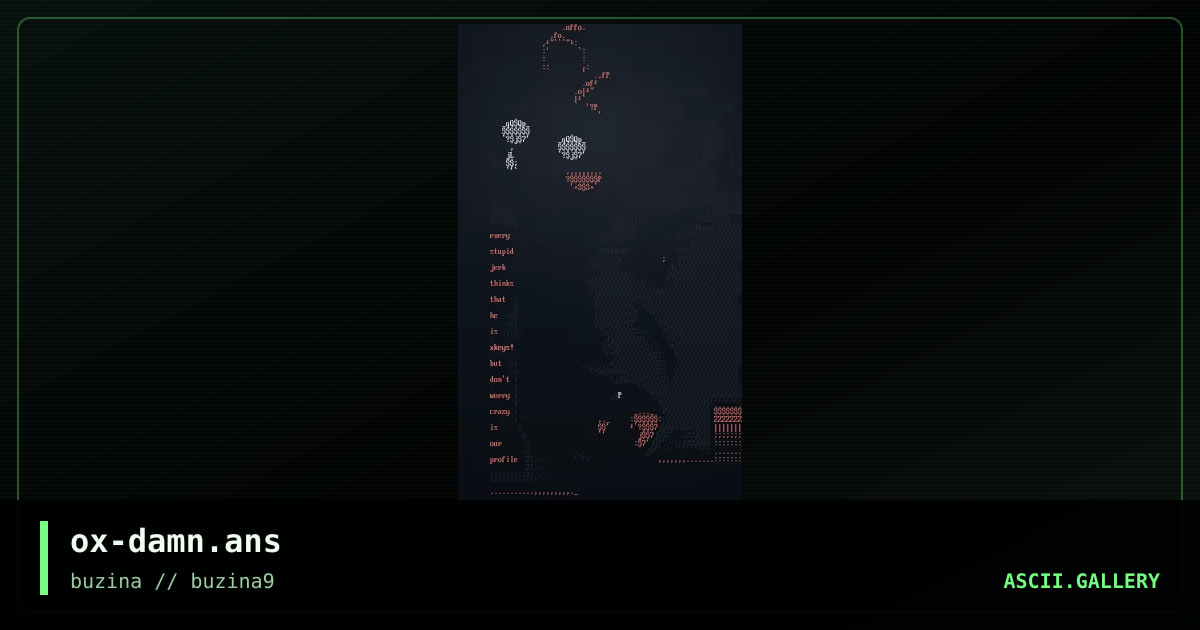 ox-damn.ans, by 0xel, xkeys, lip, 2003