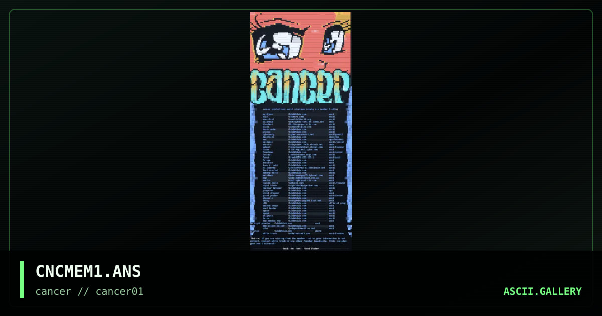 April Member Listing, by rai, pixel pusher, 1996