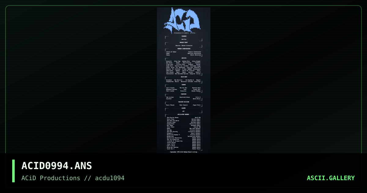 September 1994 Member/Board Listing, by vision, 1994