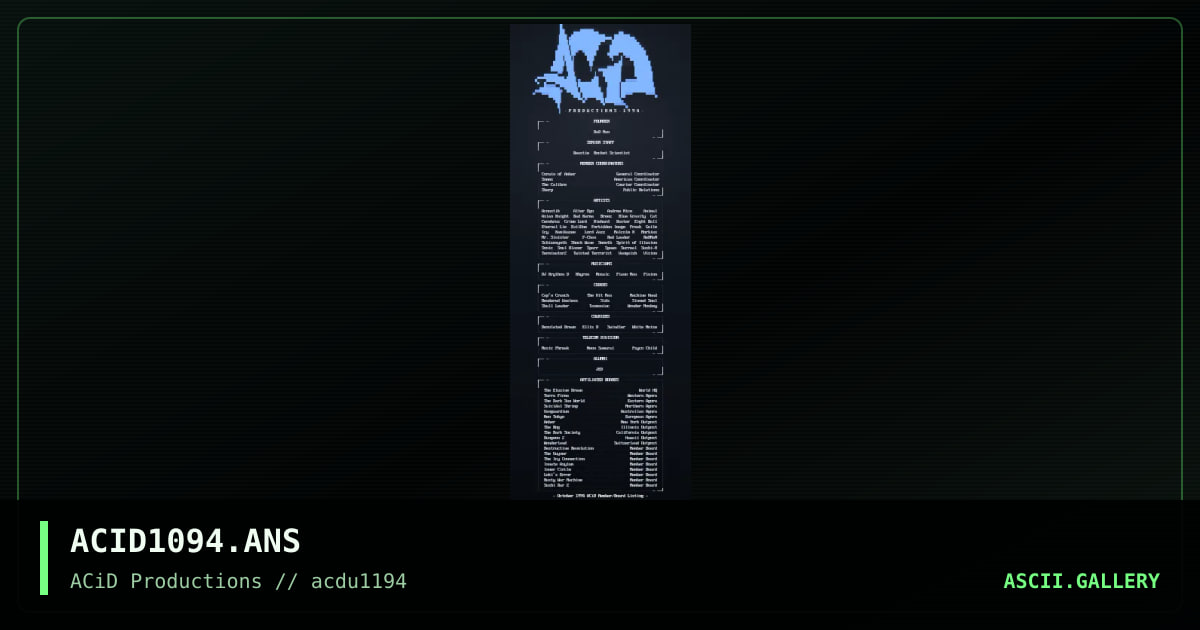 October 1994 Member/Board Listing, by vision, 1994