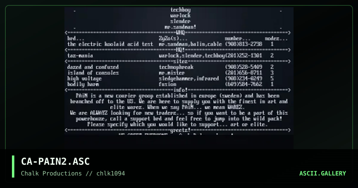 PAiN Ascii #2, by cable, 1994