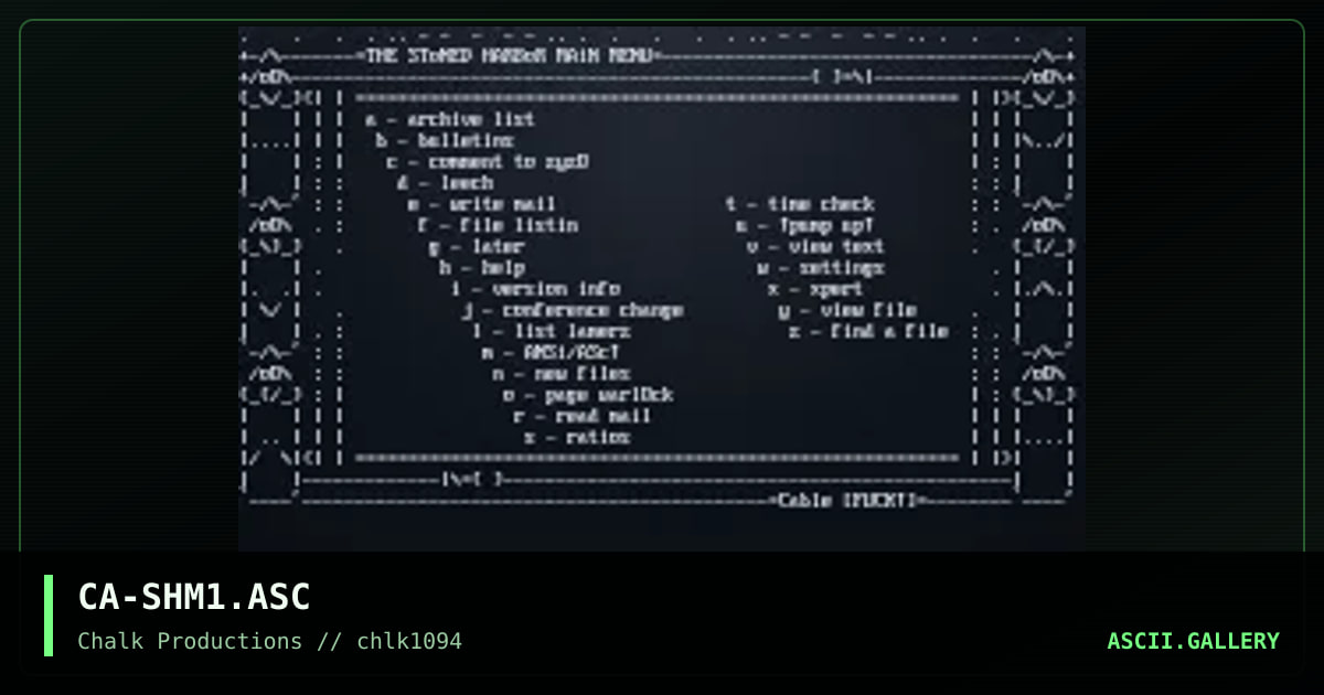 The Stoned Harbor Ascii, by cable, 1994