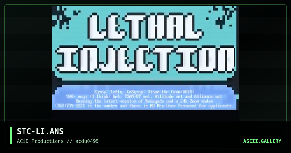 Lethal Injection, by stone the crow, 1995
