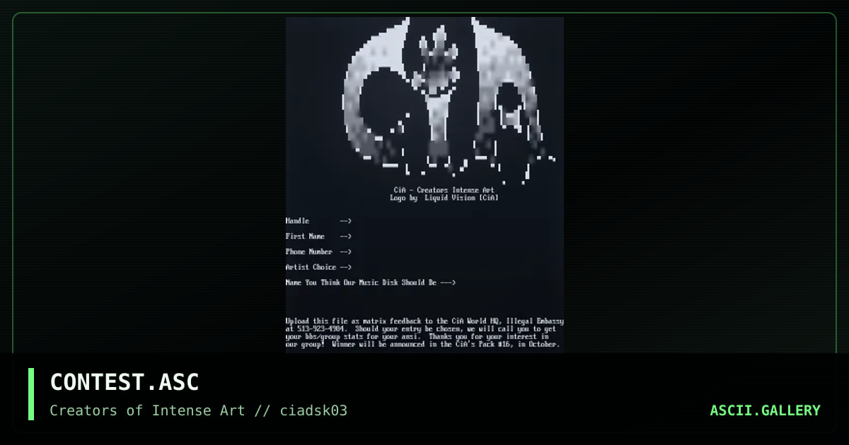 CONTEST.ASC, by cia, 1994