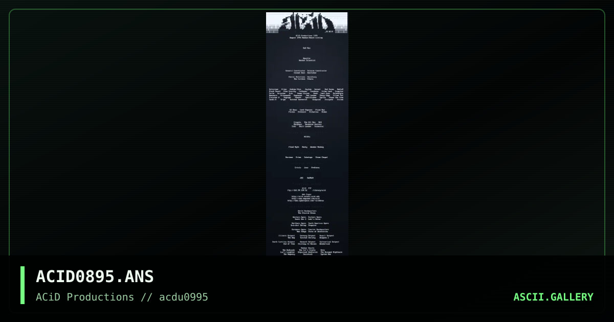 August 1995 Member/Board Listing, by eerie, 1995