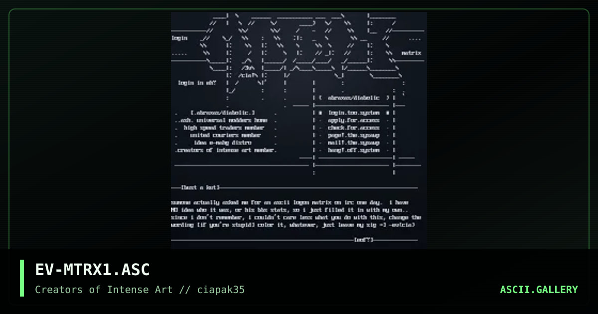 ascii login matrix, by everlast aka mhz, 1996
