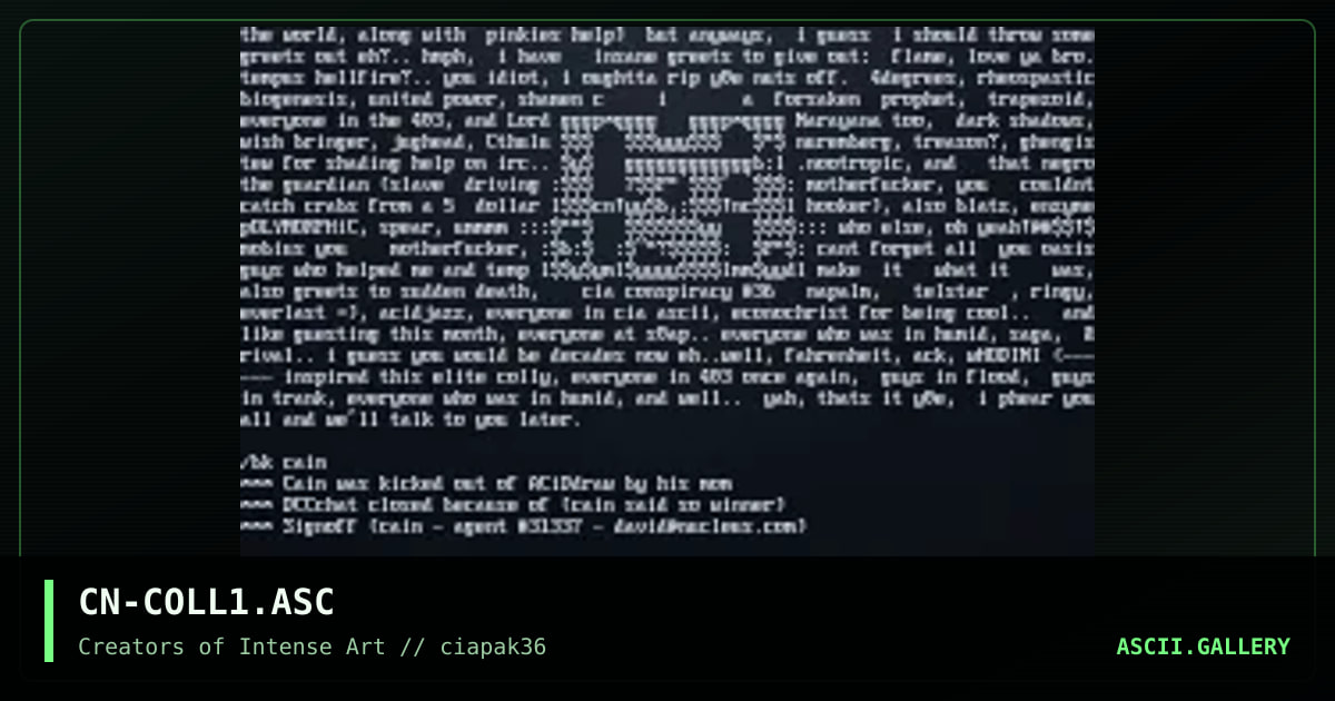 ascii colly, by cain, 1996