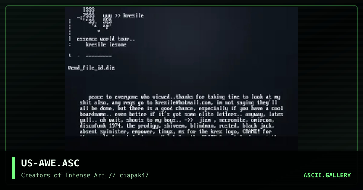 awe ascii, by frgnfruz, kresile, 1997