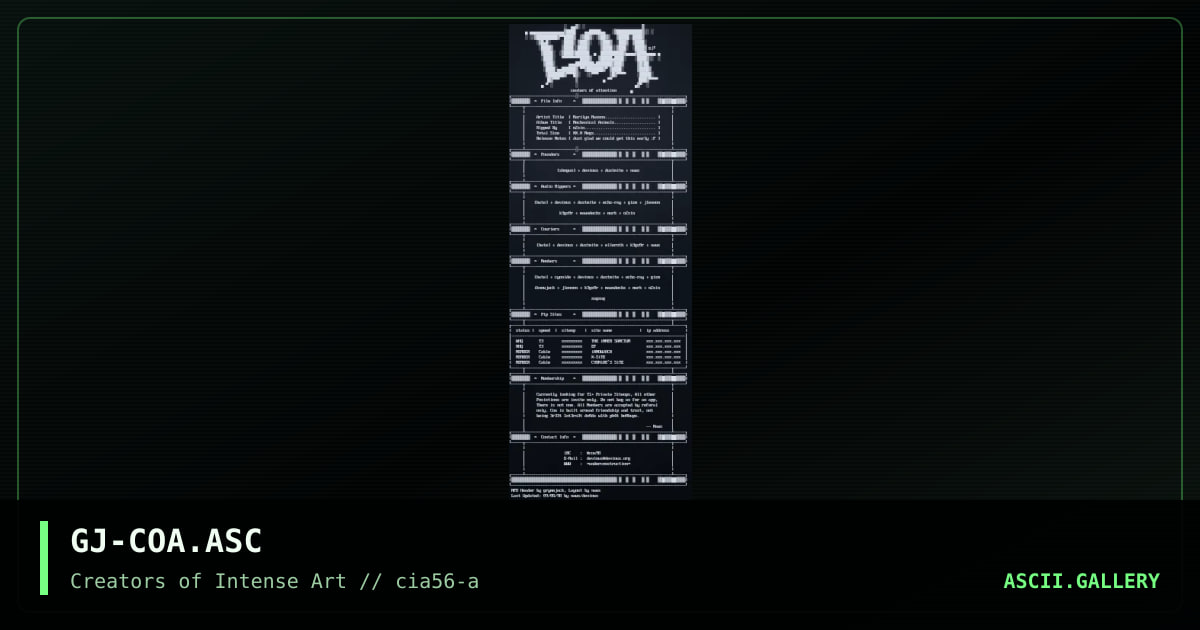 CoA nfo file, by grymmjack, 1998