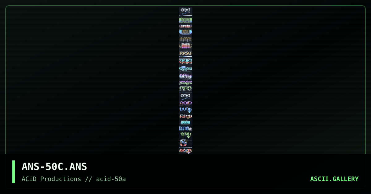 ACiD ANSI logocluster #18, by tosh10, the silent killer, unsane, eerie, 1996
