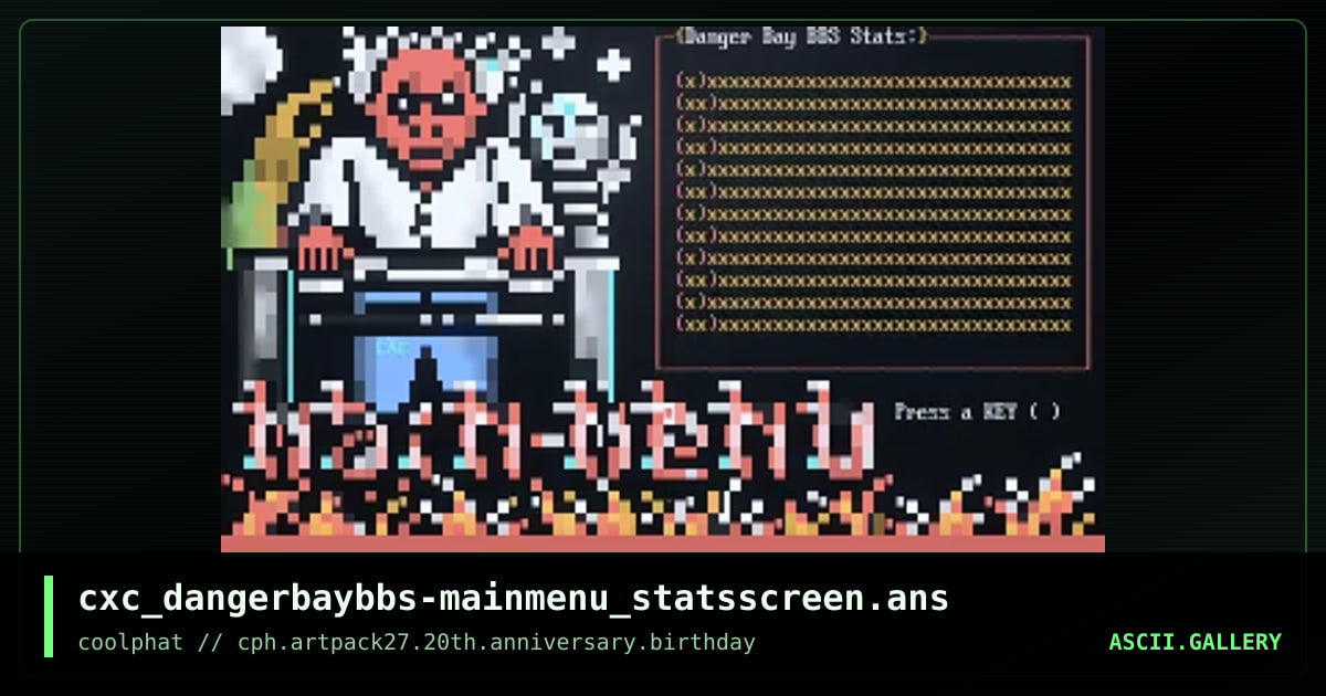 cxc_dangerbaybbs-mainmenu_statsscreen.ans, by coaxcable, 2021