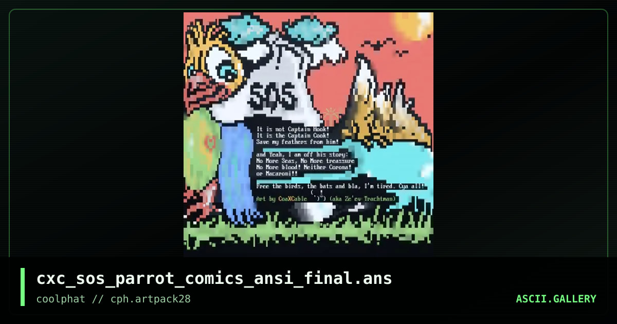 cxc_sos_parrot_comics_ansi_final.ans, by coaxcable, 2021