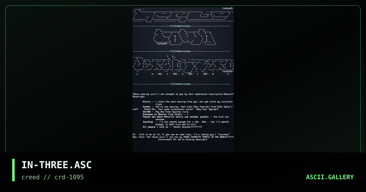 3AmazingAsciis!, by inscription numazu, 1995
