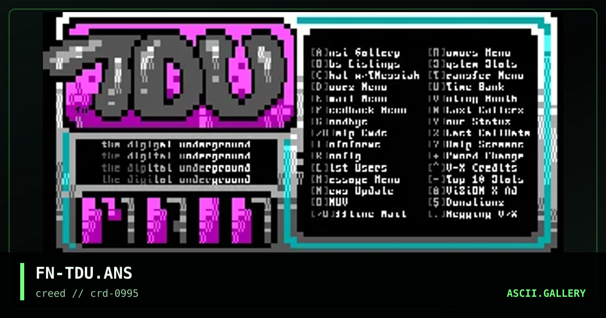 The Digital Underground Menu, by fender, 1995