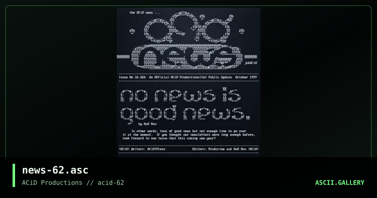 ACiD Newsletter Issue #16.666, by mindcrime, radman, 1997