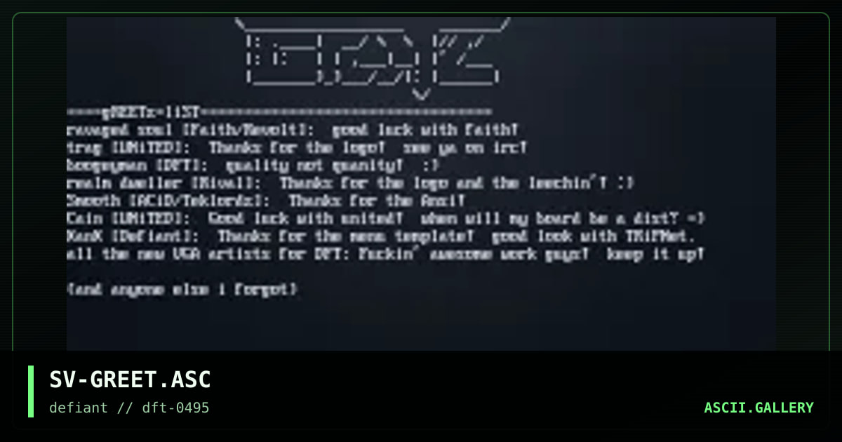 greet list, by slave, 1995