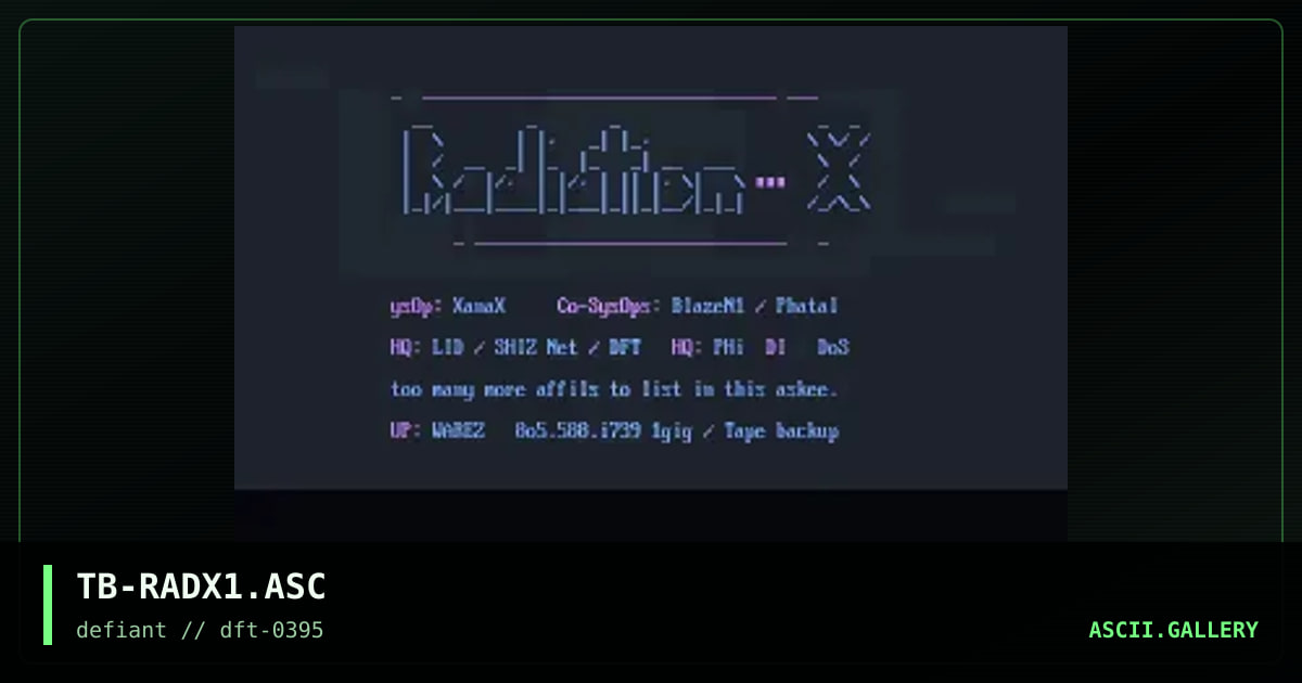 Radiation-X 2, by the boogeyman, 1995