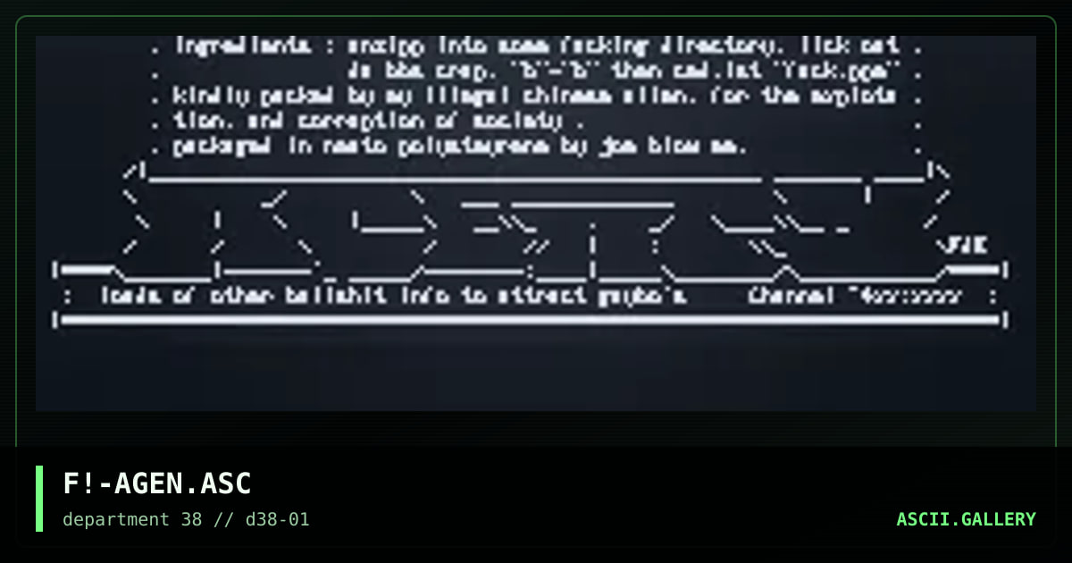 The Agency File Info File, by fade, 1996