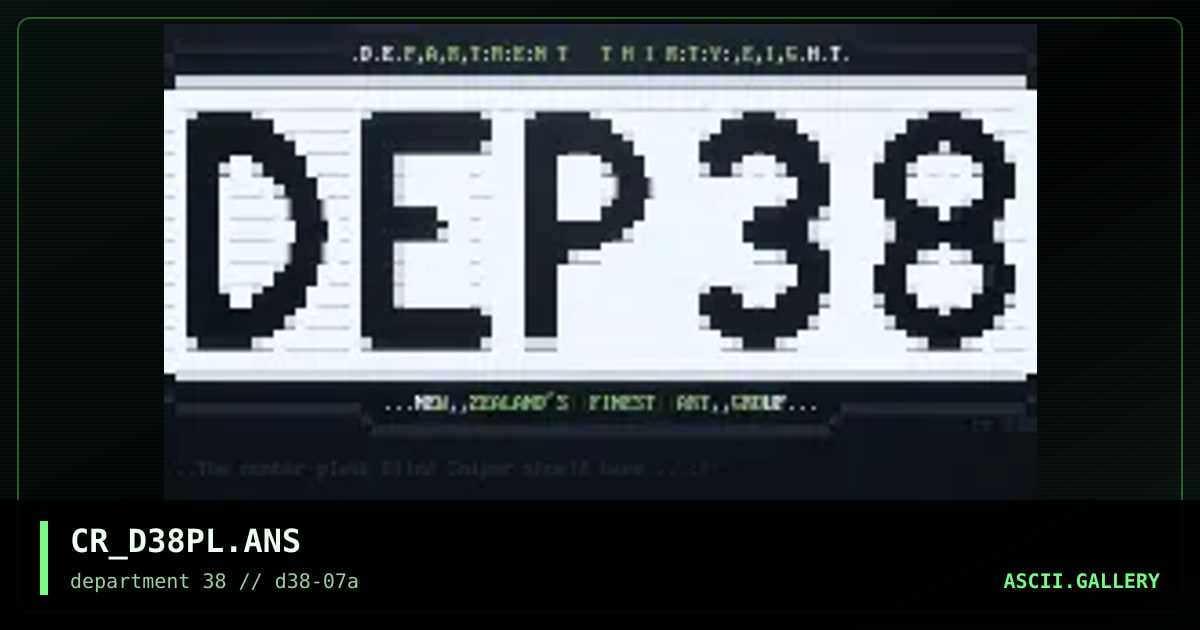 Dep38 Numberplate, by crucifer, 1997