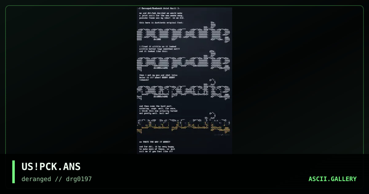 Pancake drg/bmb joint ascii!, by vermin, darklord, 1997