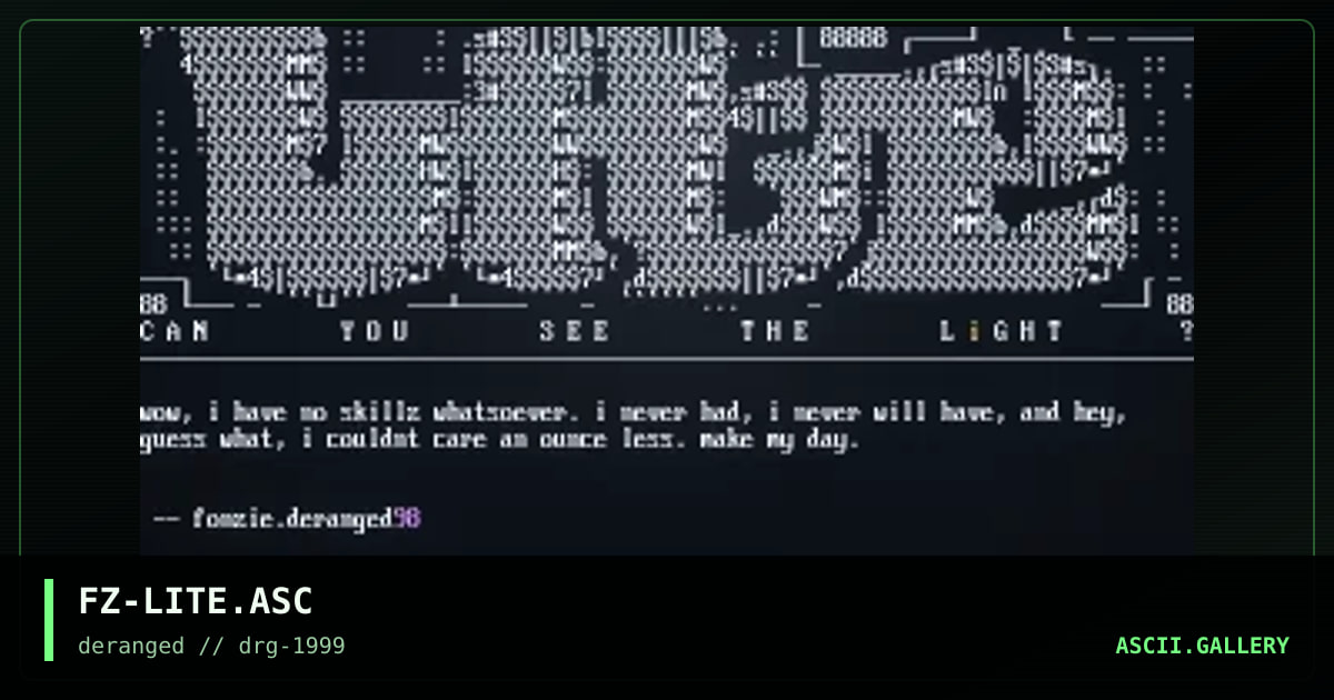 FZ-LITE.ASC, by fonzie, 1999