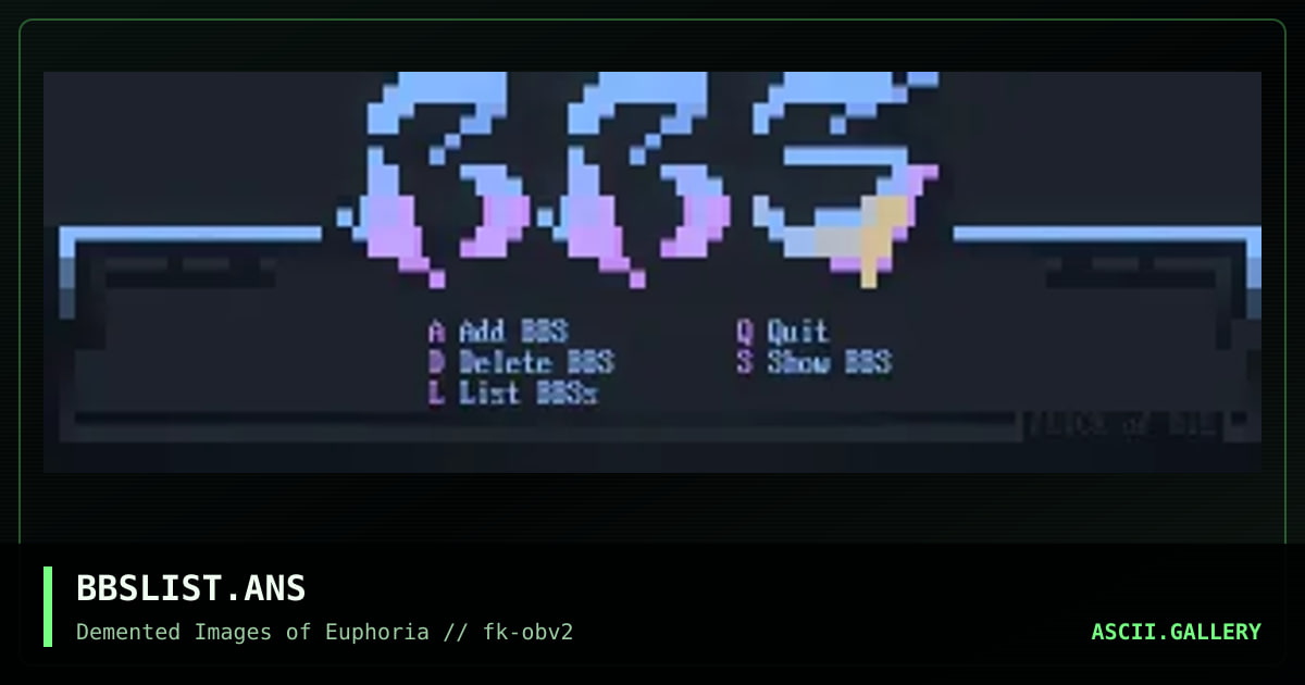 BBSLIST.ANS, by flick, 1994