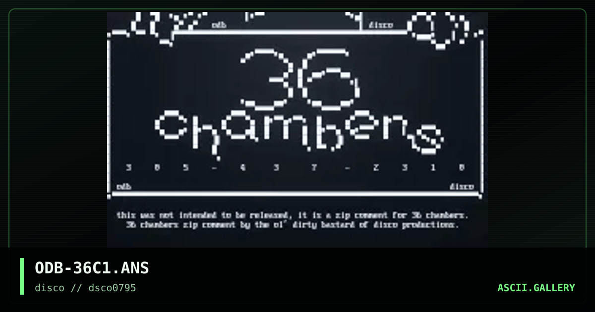 36 Chambers, by ol dirty bastard 1, 1995