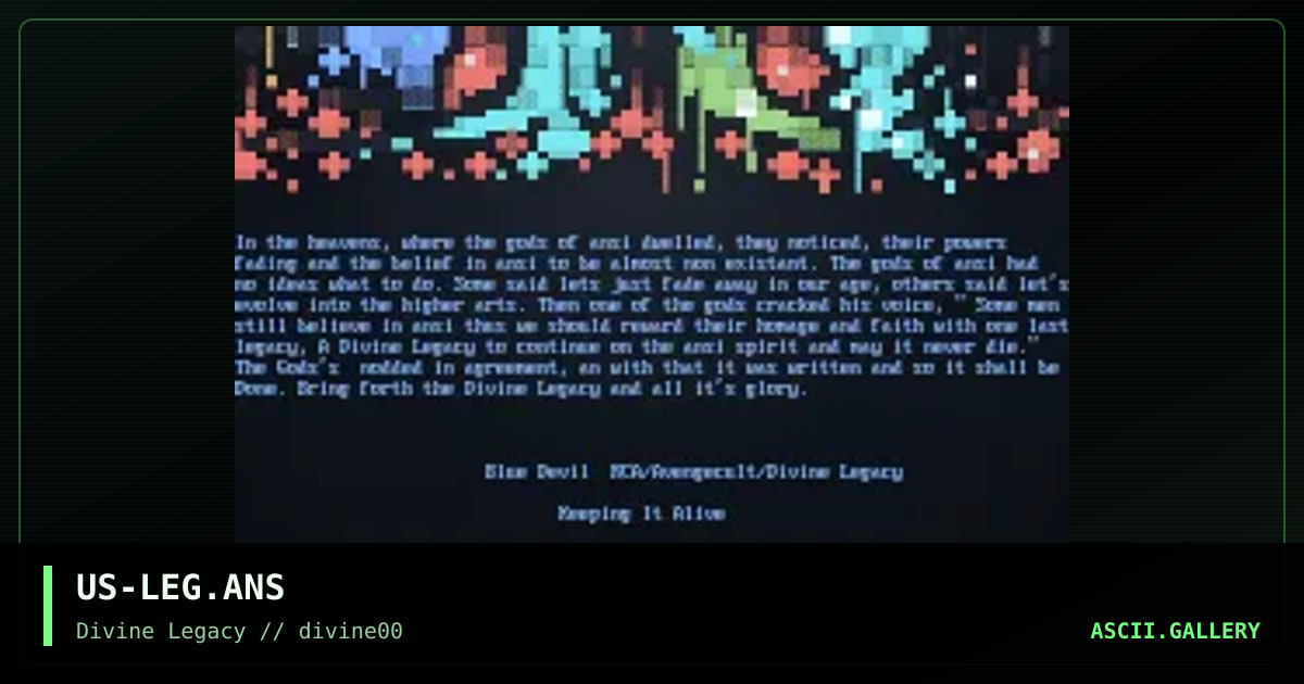 Divine Legacy - Literature + Ansi, by knocturnal, blue devil, 1998