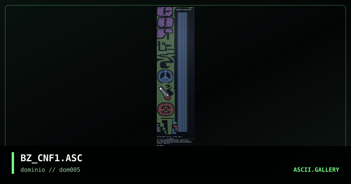 cONF ascii for zod, by booze, 1998