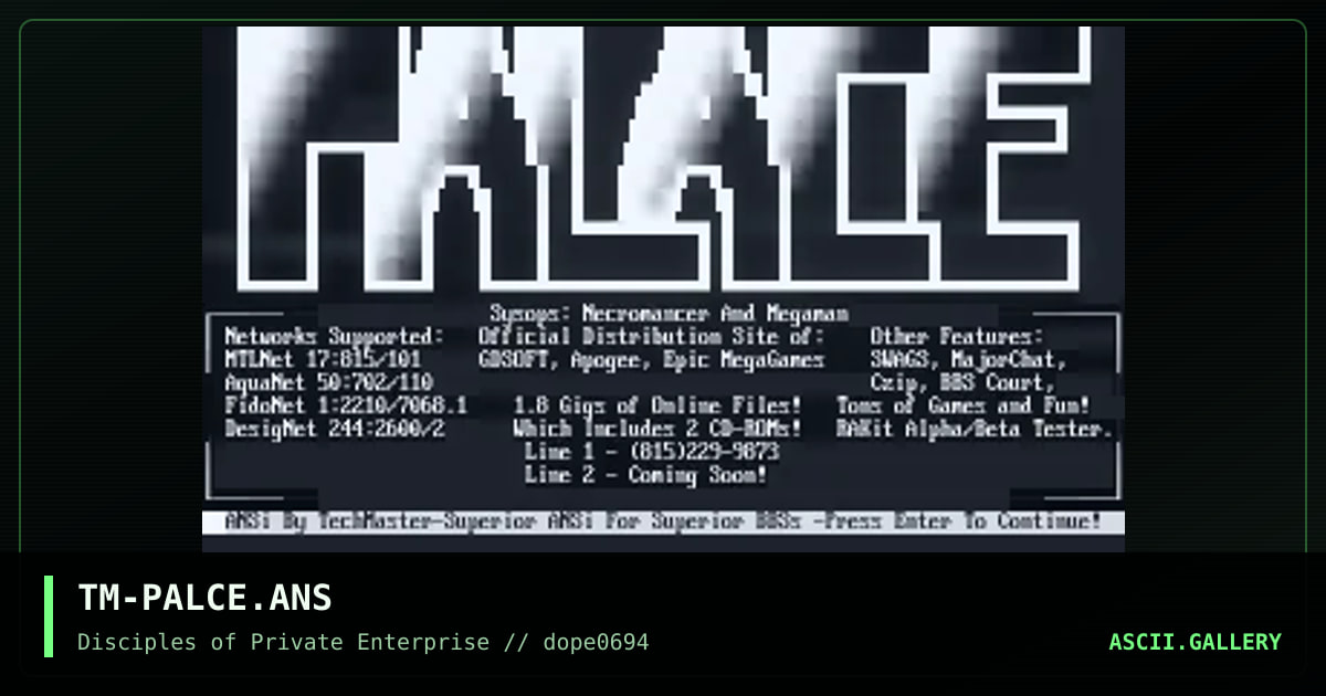 TM-PALCE.ANS, by techmaster, 1994