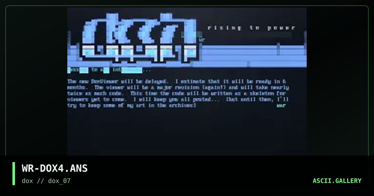 dox logo + new doxview info, by war, 1997