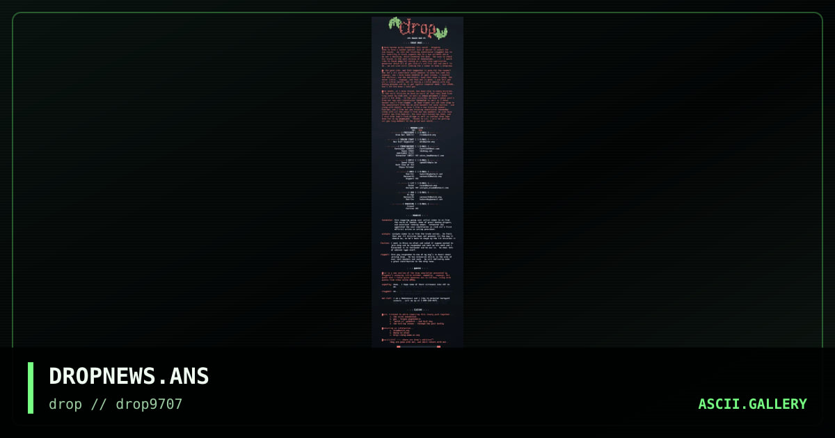 dr0p newsletter, by drop, 1997