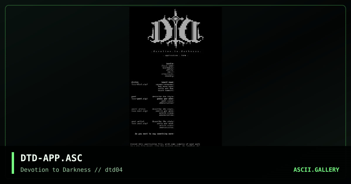 dtd application form, by untagged, 1997