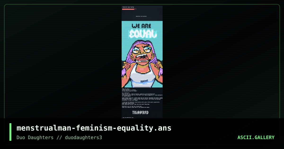 menstrualman-feminism-equality.ans, by menstrual man, 2017