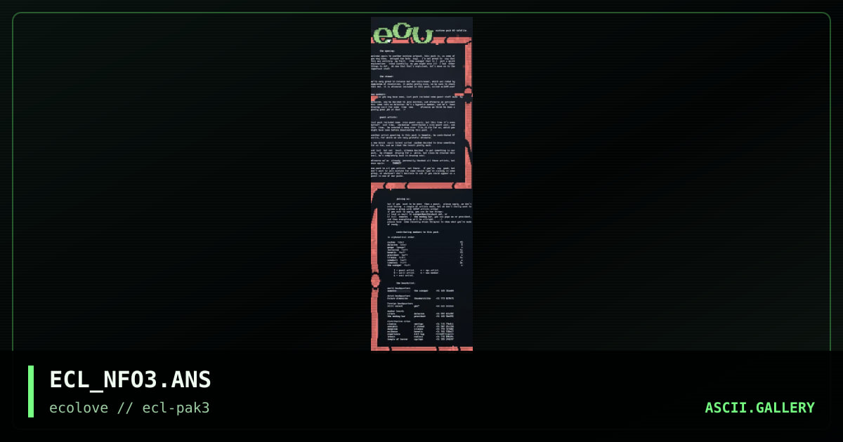 ecolove info., by the avenger, 1998